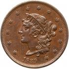 1839 N-15 R5+ Booby Head PCGS graded AU58, CAC Approved