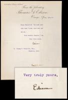 Edison, Thomas A: TLS Dated 1910 to Thomas Doolittle, Inventor of Telephone Switchboard and Copper Hard Wire Phone Line Transmis