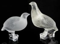 Ren&Atilde;&copy; Lalique, Pair of Large Quail, Both Signed
