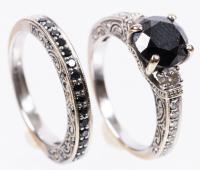 Lady's 18K White Gold and Diamond Engagement Ring with Matching Diamond Wedding Band 1&Acirc;&frac12; Total Carats of Diamonds