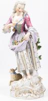 Stunning Meissen Porcelain, 10&Acirc;&frac12;" Figure "Woman Gathering Fruit" Early 20th Century, Crossed Swords On Based, Etched No. 1. Very