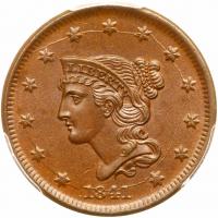 1841 N-5 R3- PCGS graded MS65 Brown, CAC Approved