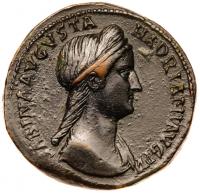 Sabina, wife of Hadrian. &Atilde; Sestertius (25.76 g), Augusta, AD 128-136/7