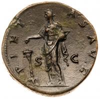 Diva Faustina I. &Atilde; Sestertius (25.29 g), died AD 140/1 - 2