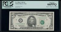 Gem New $5 1995 with s/n F33333333D