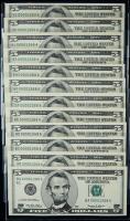 12 Matched $5 1999 notes all #00001268
