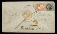 1861-63 3&Acirc;&cent; rose & 24&Acirc;&cent; lilac on cover
