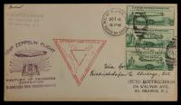 1933, 50&Acirc;&cent; Zeppelin Strip-Of-3 On NY-Germany-Chicago Flight Cover