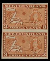 Newfoundland 1937 3&Acirc;&cent; George VI Imperf Pair Die II