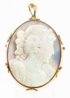 Stunning Opal Cameo of Exquisite Craftsmanship in Heavy 14K Yellow Gold Bezel. Can Be Worn as Pendant or Pin