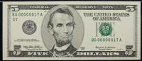$5 FRN with low serial #00000017