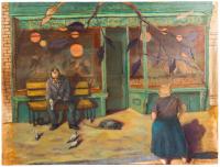 Kathy Shorkey. Feeding Pigeons Outside the Bakery