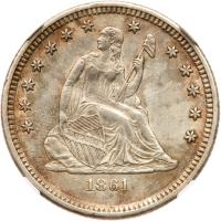 1861 Liberty Seated 25C