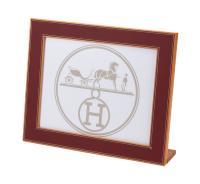 Herm&egrave;s Luxury: New In Box Large Pleiade Picture Frame of Peerless Quality in Solid Mahogany and Taurillon Leather with T