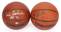 Two Terrific Basketballs Signed: "Gail Goodrich HOF '96" and "John Stockton #12". Both Outstanding Hall of Famers