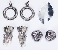Four (4) Pair of Sterling Silver Earrings, Unusual and Beautifully Made