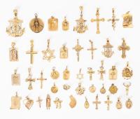 28+ Religious Themed Pendants in 14K Yellow Gold, Many Italian Made. Some Beautifully Crafted Pieces Here