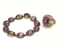 WITHDRAWN - Ladies Appealing, Vintage, Victorian Style Lavender Amethyst Link Bracelet.
Also Included a Contemporary 10K Cocktail Ring