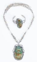 Beautiful Ensemble of Navajo Sterling Silver and Turquoise Necklace and Matching Cuff.