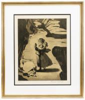 Norman Rockwell Sepia Collotype, Tom Sawyer Suite: Tom & Becky in Cave