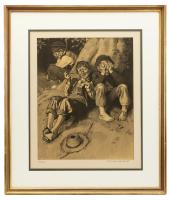 Norman Rockwell Sepia Collotype, Tom Sawyer Suite: First Smoke
