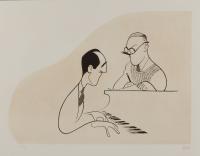 Hirschfeld, Al. "George and Ira Gershwin" Signed & Numbered Lithograph.