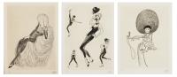 Hirschfeld, Al. "Lena Horne", "Shirley MacLaine", & "Marlene Dietrich at the Palace" Signed & Numbered Lithograph.