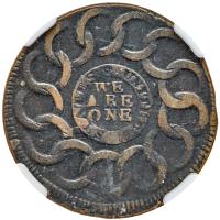 1787 Fugio Cent 4 Cinq P.R. 'States United' NGC XF - 2