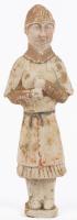 Ancient Chinese Tang Dynasty Terracotta Male Figure in White Slip and Remnants of Original Pigments, Superior Reproduction