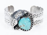 Navajo Sterling Silver Cuff Bracelet with Turquoise