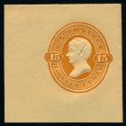Envelope, 1874, 15&cent; orange, 15&cent; orange on amber and 15&cent; orange on cream. XF-Sup