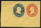U.S. Envelope, 1860, 3&cent;+1&cent; red & blue and 3&cent;+1&cent; red & blue on buff. XF-Sup - 2