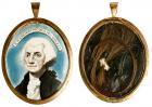 George Washington Miniature Memorial Portrait on Ivory, Reverse With A Lock of His Hair