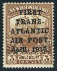 Newfoundland, airmail, 1919, 3&cent; Hawker Flight
