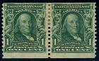 USA, 1908, 1&cent; blue green coil, pair