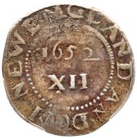 1652 Massachusetts Oak Tree Shilling IN at Bottom Noe-8 Rarity-6+. (66.6 grs) - 2