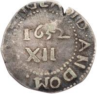 1652 Massachusetts Oak Tree Shilling IN at Bottom Noe-13 Rarity-6. (50.9 grs) - 2