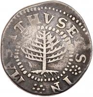 1652 Massachusetts Pine Tree Shilling Noe-18 Rarity-6+ Small Planchet. (70.6 grs)