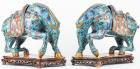 Pair of Chinese Cloisonne-on-Brass Horse Statues
