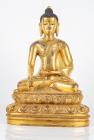 Tibetan Shakyamuni Amitabha Buddha in Bronze with Gold Gilt